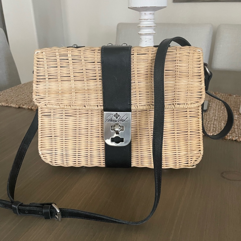 Patricia Nash Tan& Black Crossbody Bag with Woven Texture